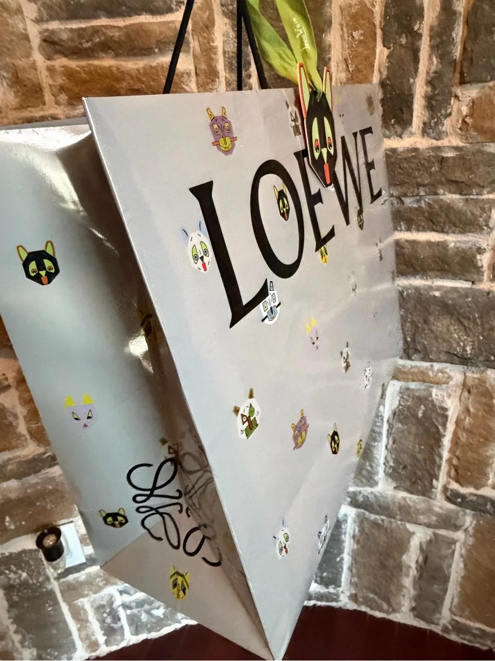 Loewe Light Gray Shopper with Multicolor Future Cat Character Motifs